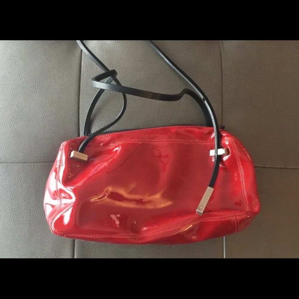 Francesco Biasia red patent leather shoulder bag